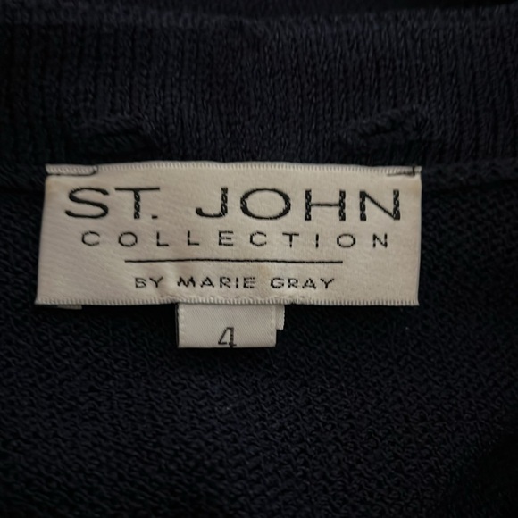 St.John Collection Marie Gray Navy Nautical Rope Button Crop Knit Sweater Jacket - Picture 12 of 16